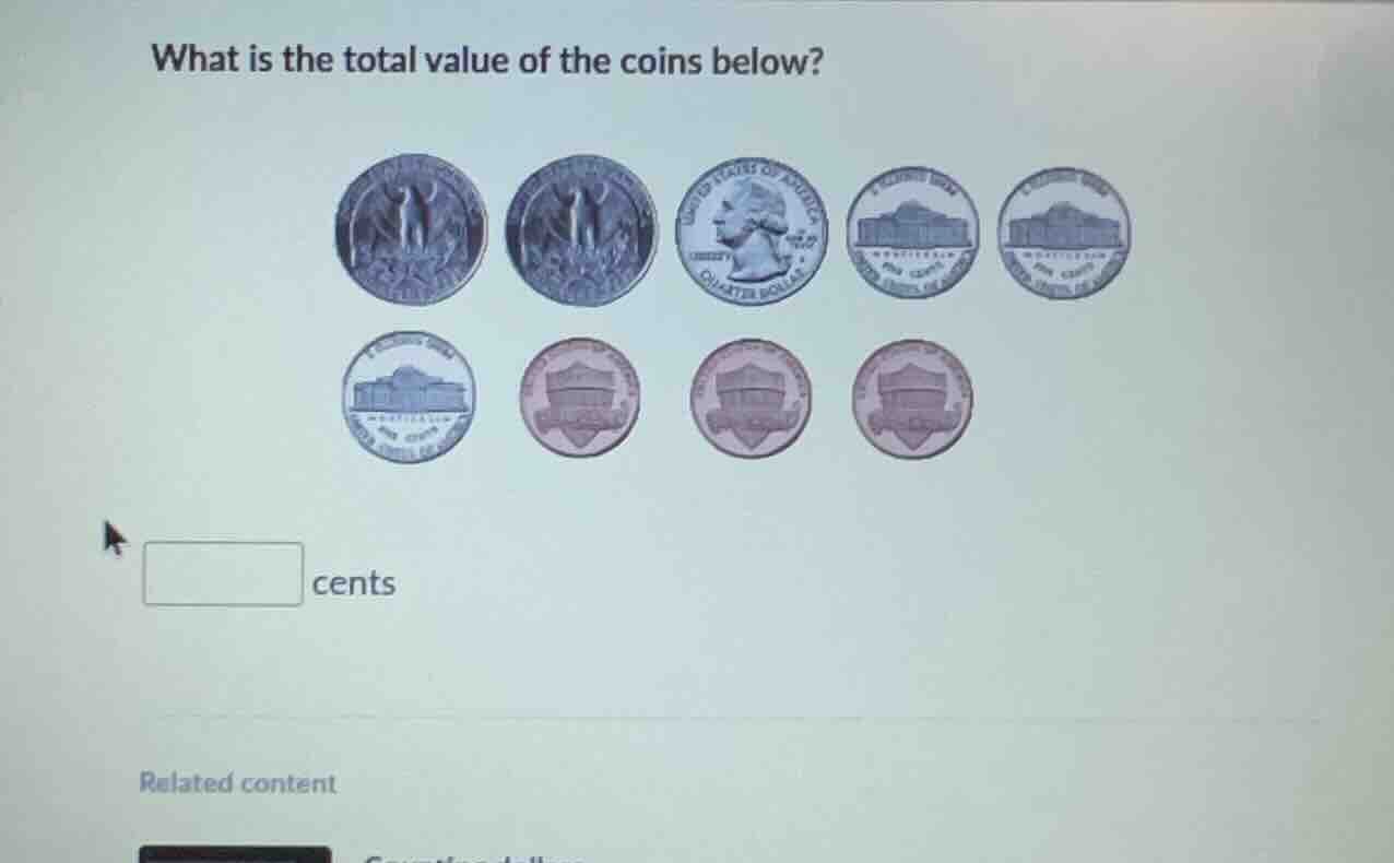 what is the total value of the coins below? coins image blank cents rel…