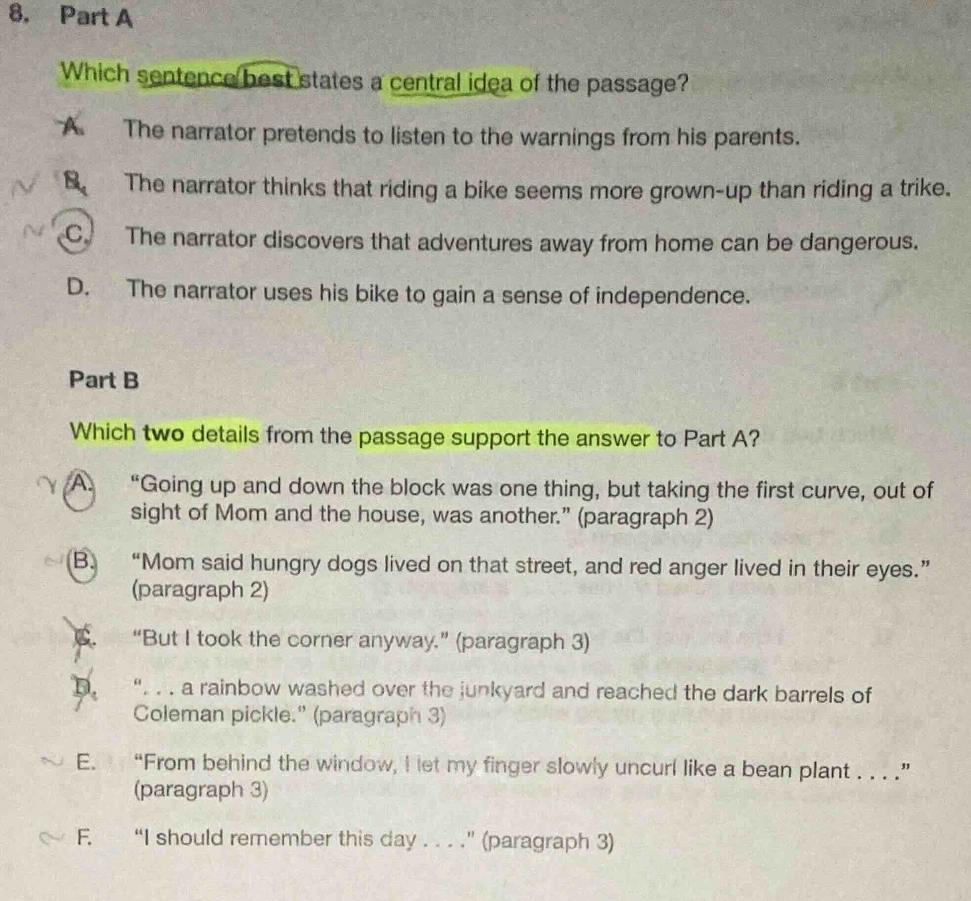8. part a which sentence best states a central idea of the passage? a t…