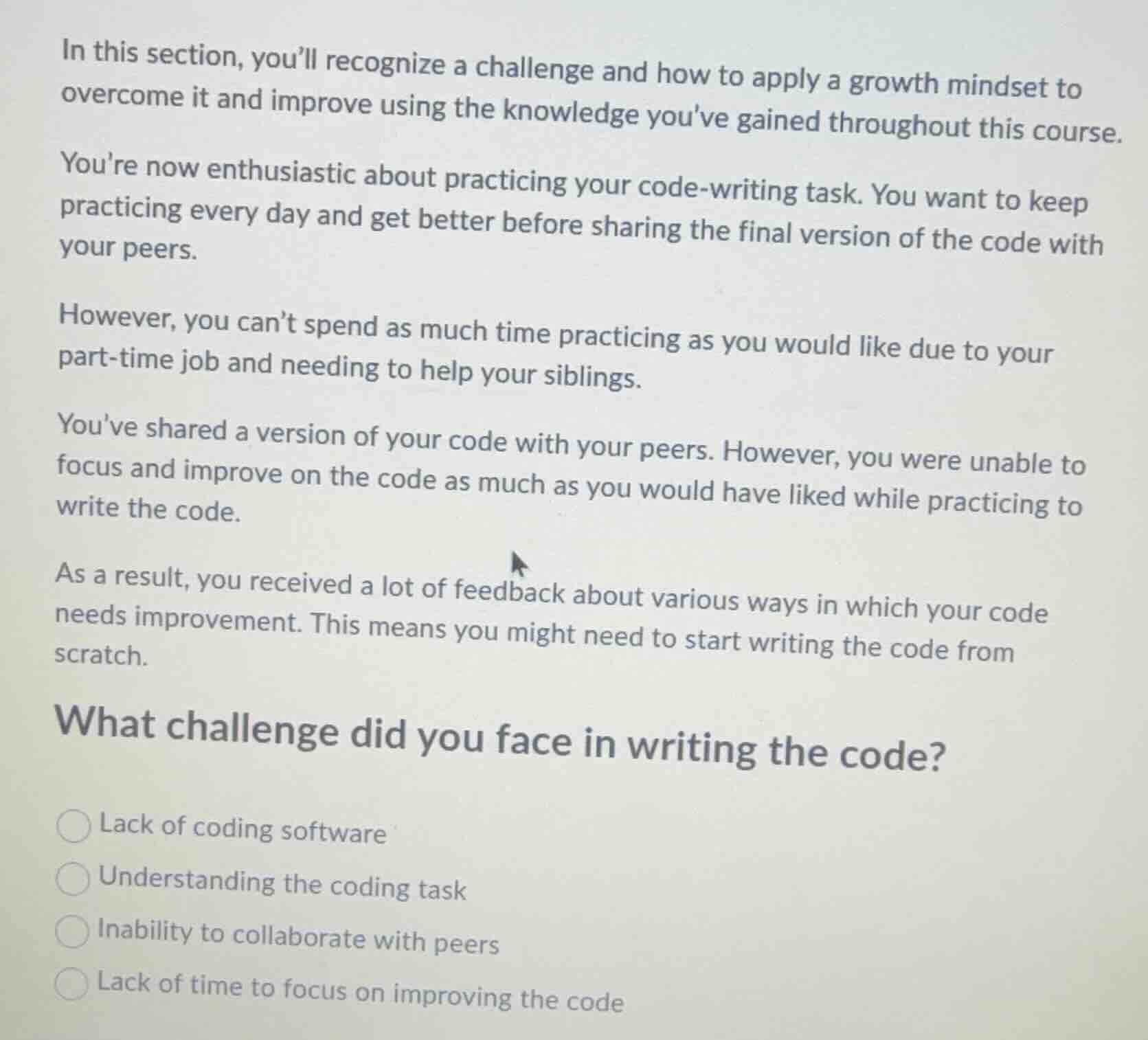 in this section, youll recognize a challenge and how to apply a growth …