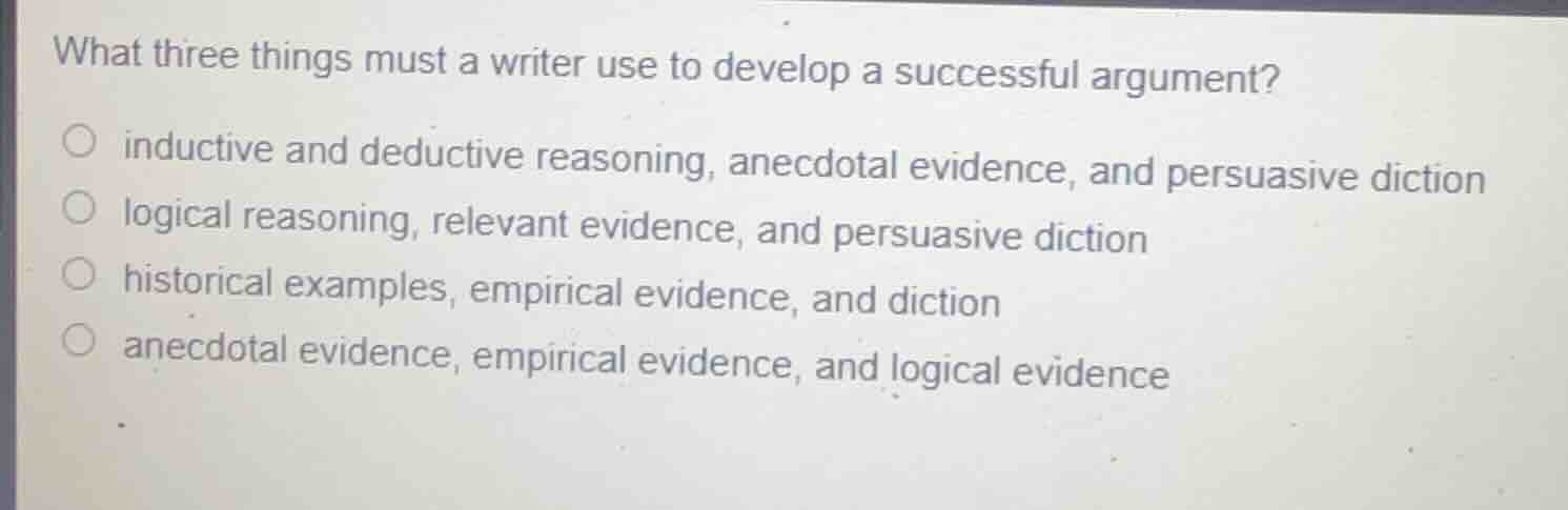 what three things must a writer use to develop a successful argument? i…