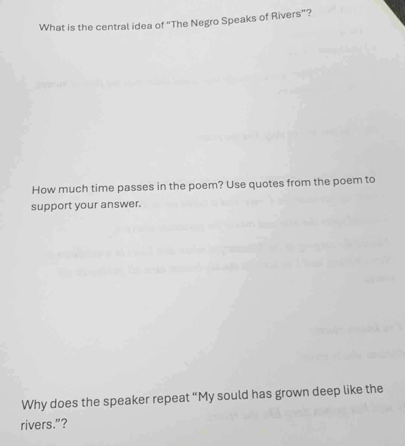 what is the central idea of \the negro speaks of rivers\? how much time…