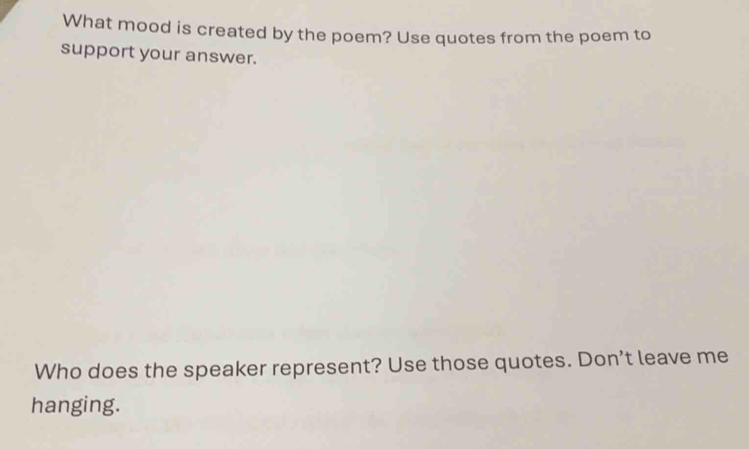 what mood is created by the poem? use quotes from the poem to support y…