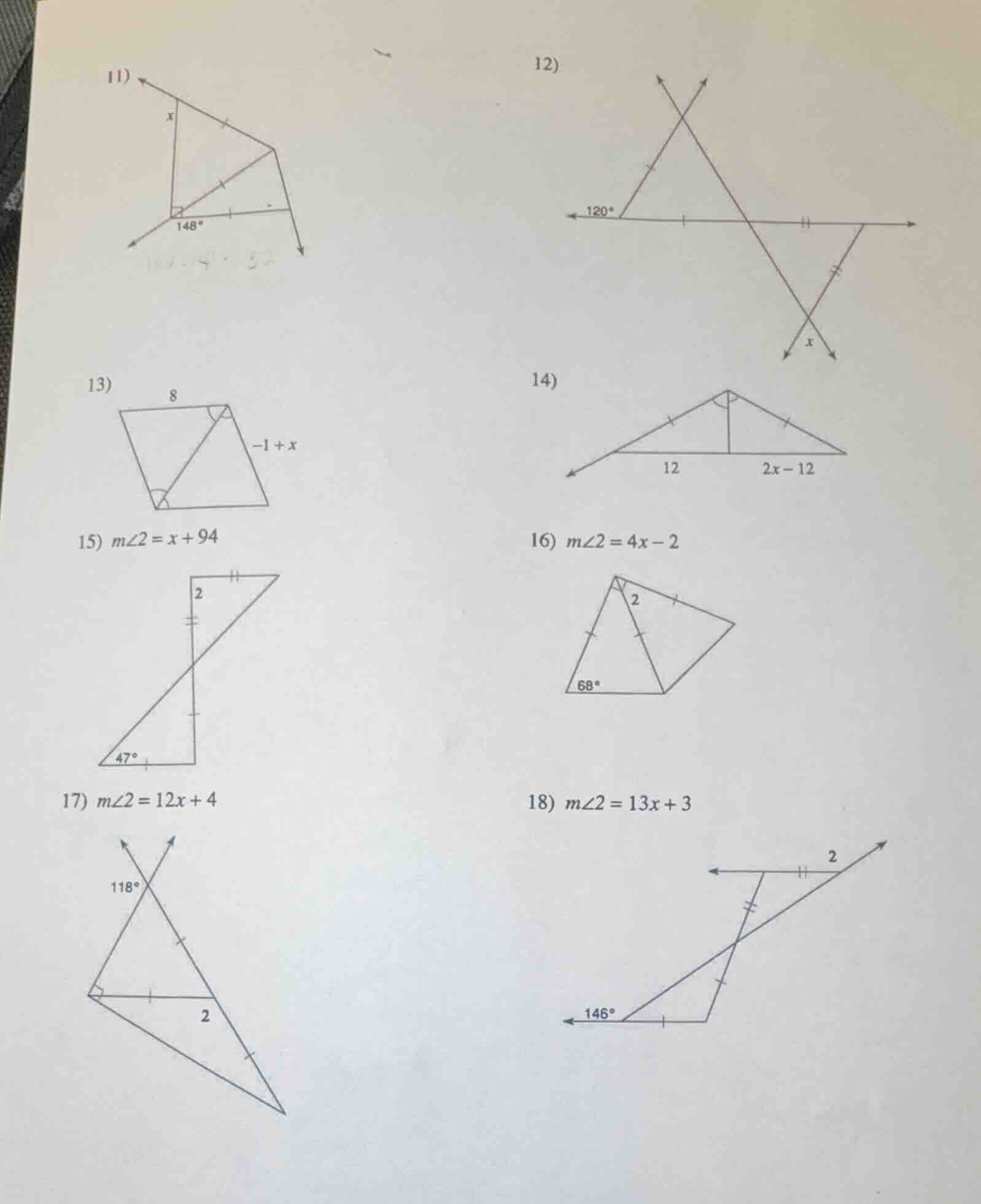 11) 12) 13) 14) 15) ( mangle2 = x + 94 ) 16) ( mangle2 = 4x - 2 ) 17) (…
