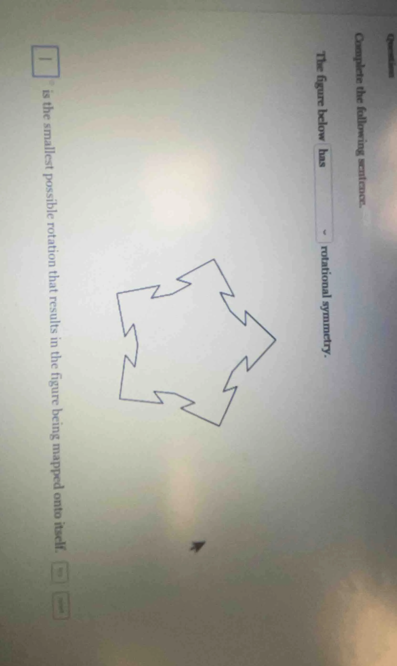 complete the following sentence. the figure below has rotational symmet…