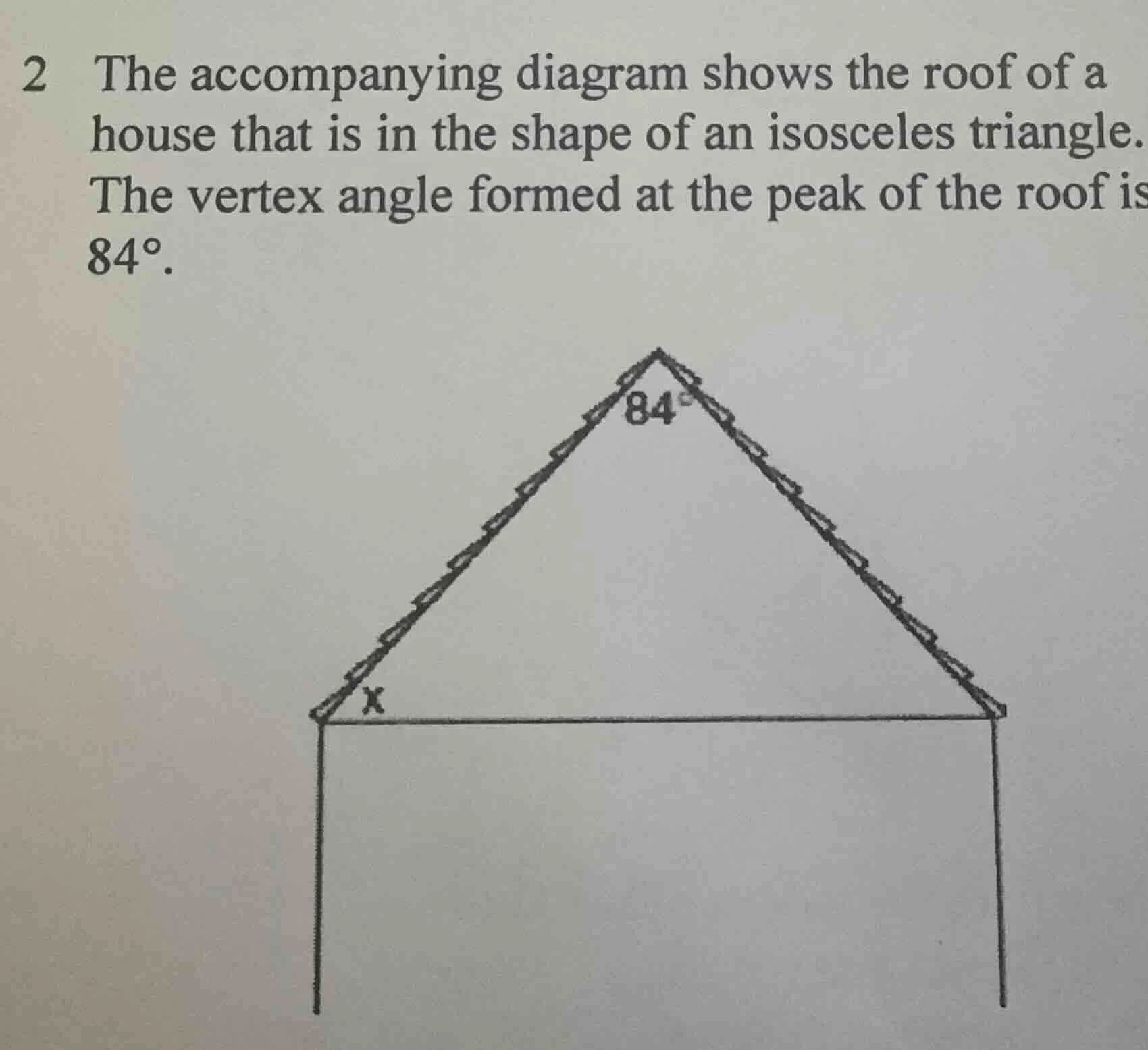 2 the accompanying diagram shows the roof of a house that is in the sha…