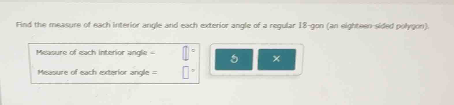find the measure of each interior angle and each exterior angle of a re…