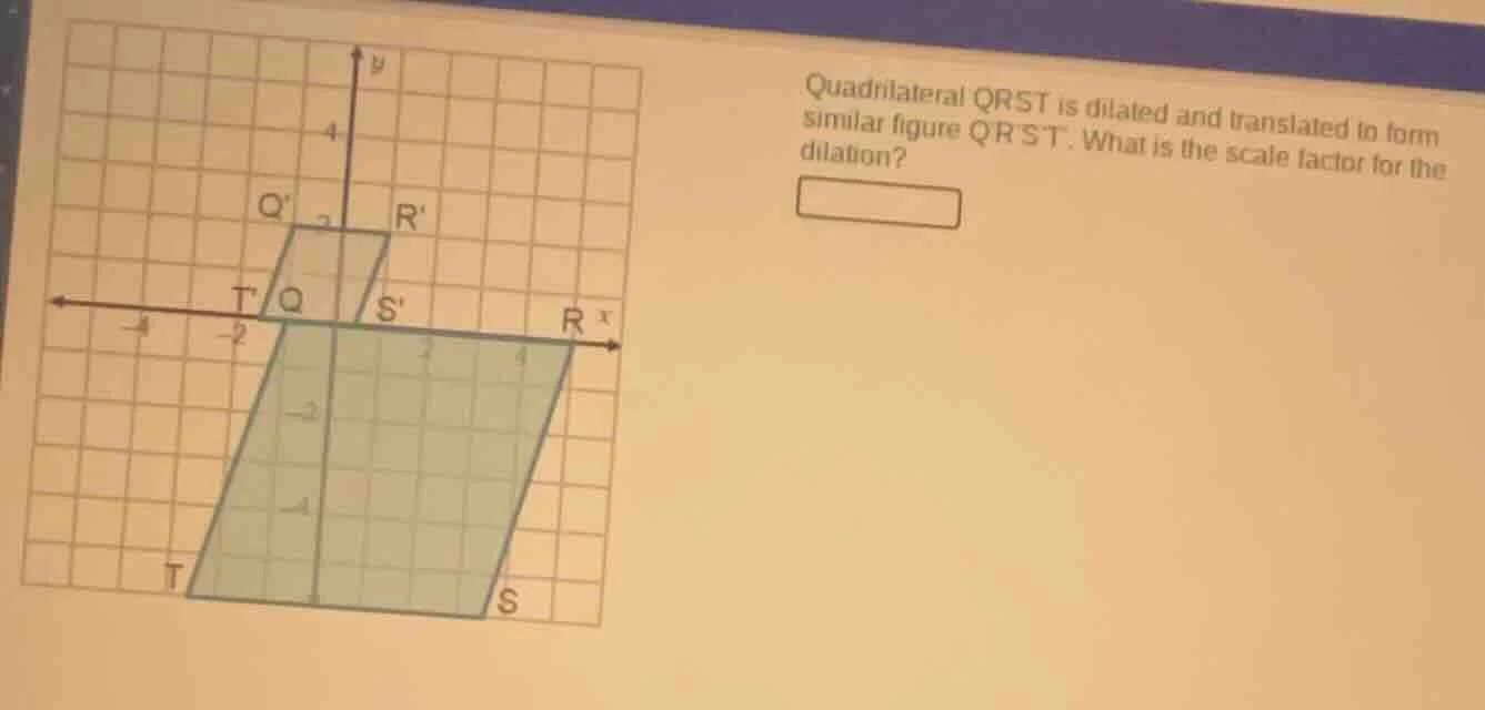 quadrilateral qrst is dilated and translated to form similar figure qrs…