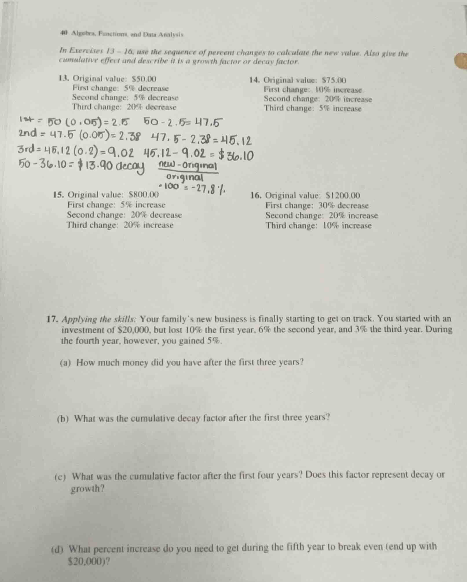 40 algebra, functions, and data analysis in exercises 13 - 16, use the …