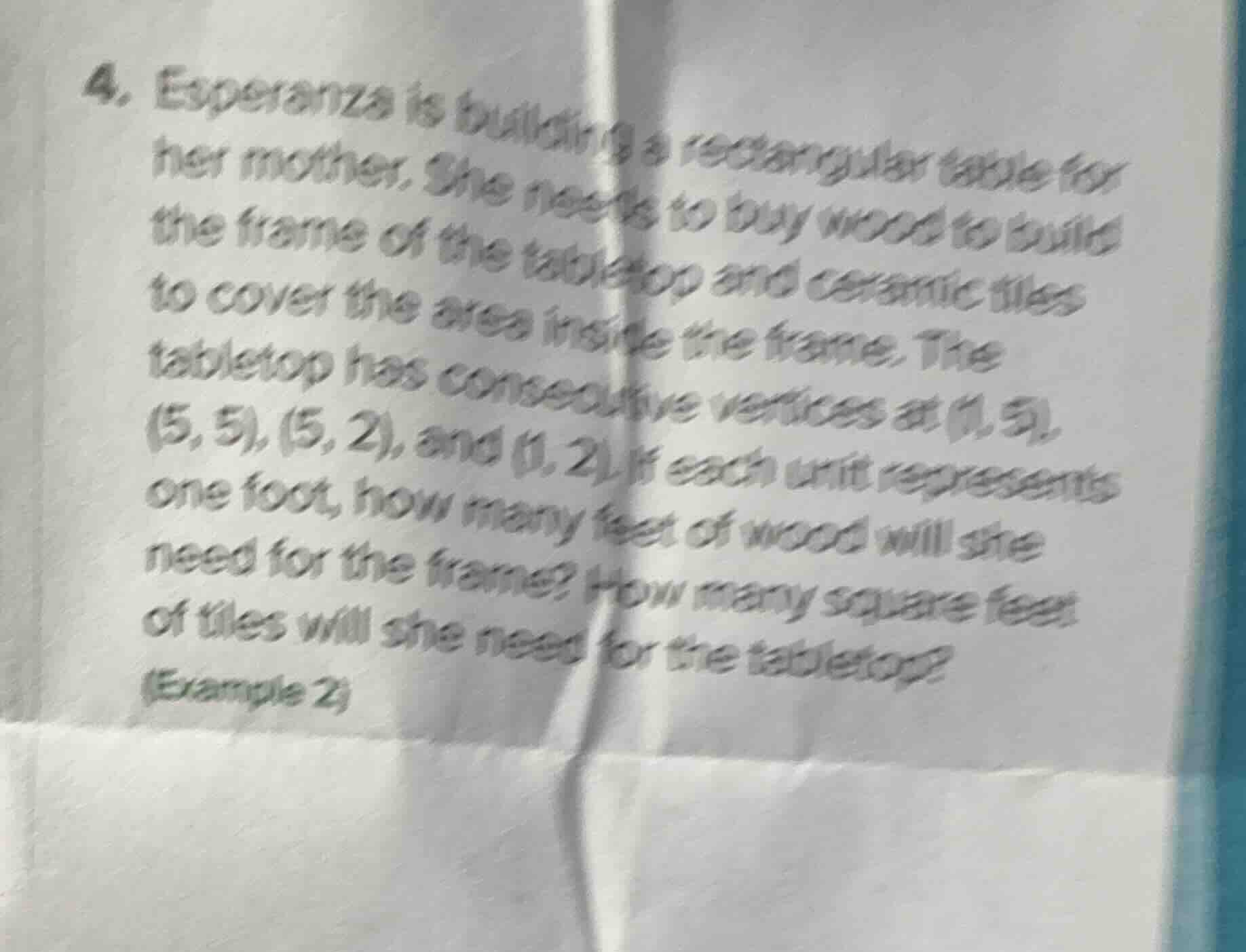 4. esperanza is building a rectangular table for her mother. she needs …