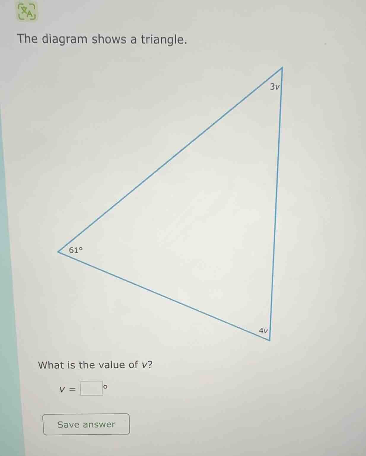 the diagram shows a triangle. (an image of a triangle with angles 61°, …