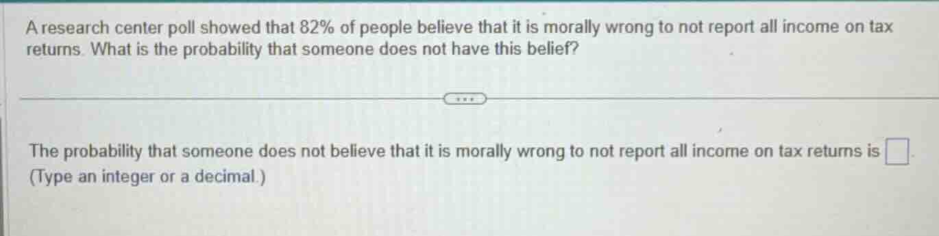 a research center poll showed that 82% of people believe that it is mor…