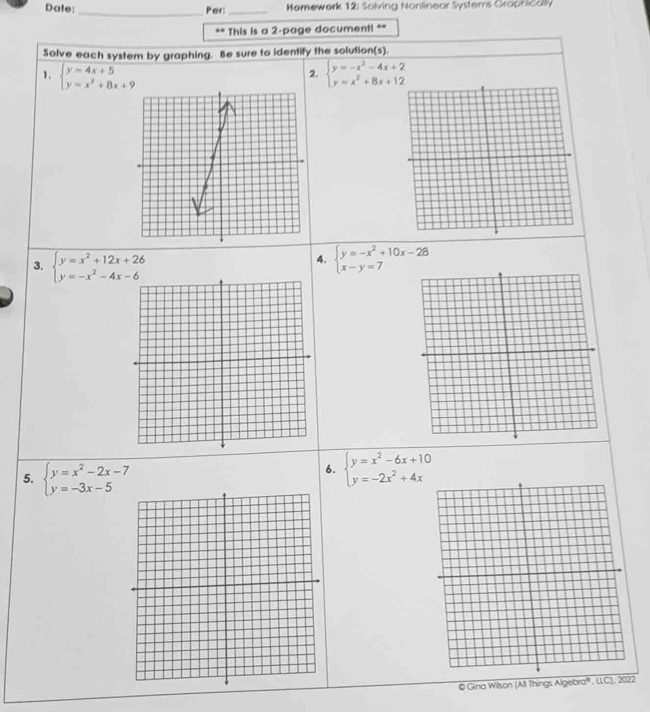 date: ______ per: ______ homework 12: solving nonlinear systems graphic…