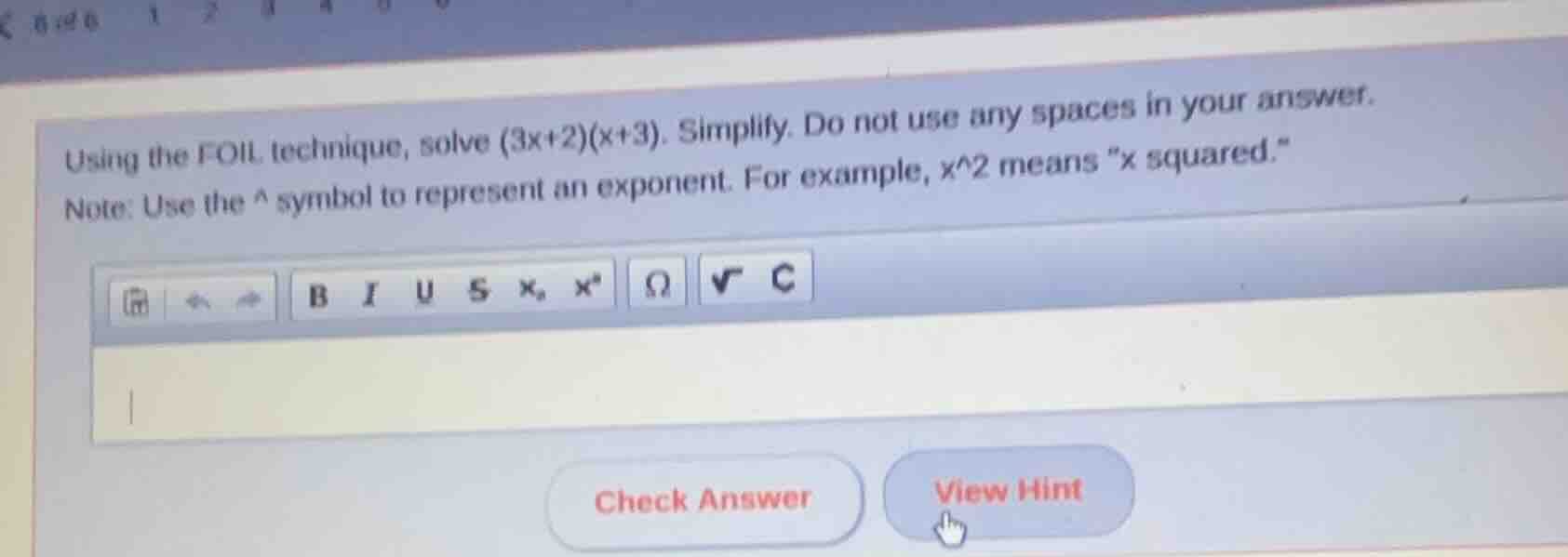 using the foil technique, solve (3x+2)(x+3). simplify. do not use any s…