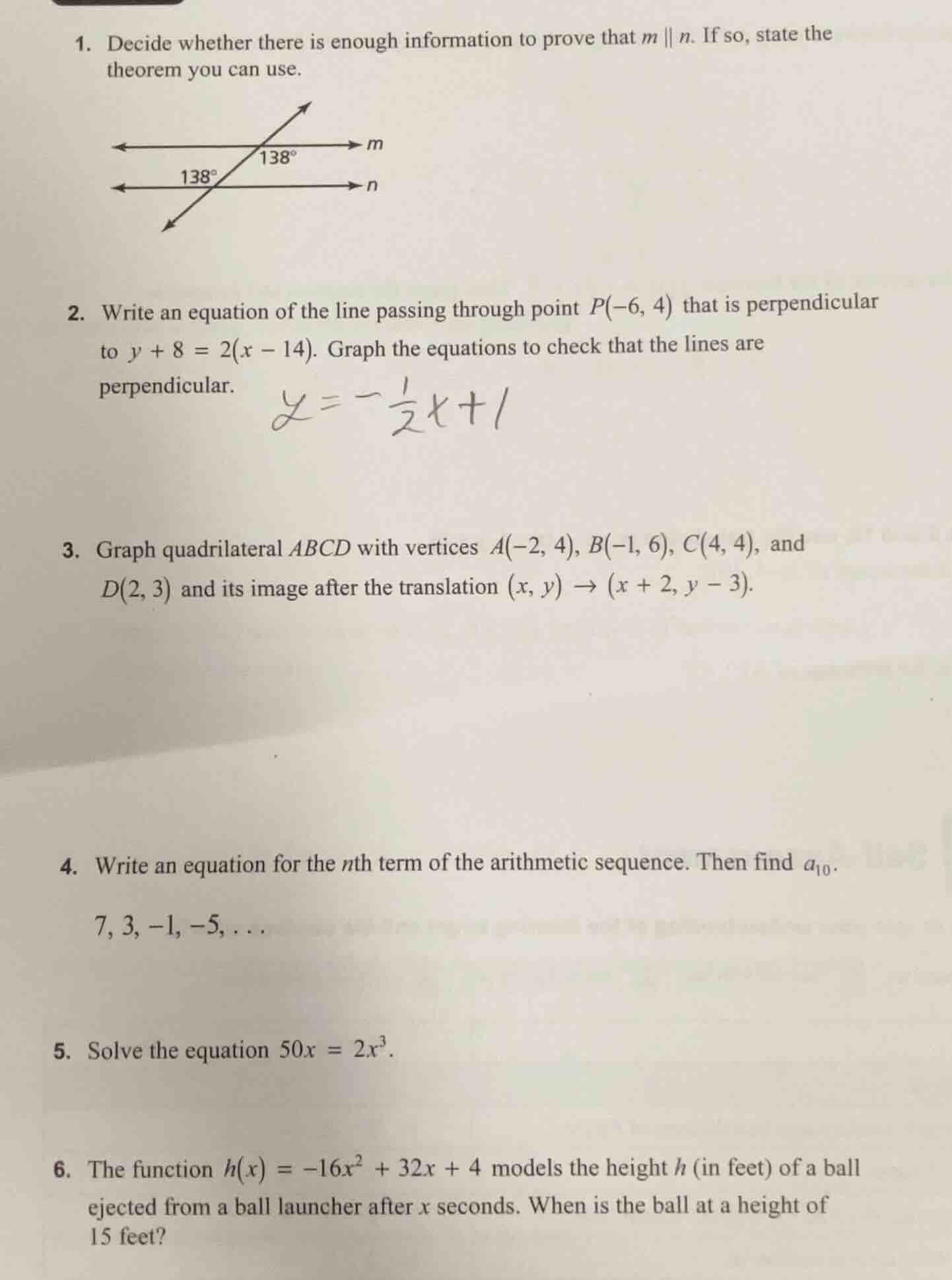 1. decide whether there is enough information to prove that $m \\parall…