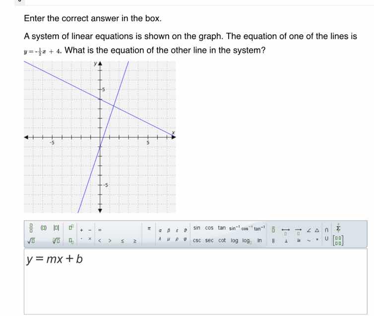 enter the correct answer in the box. a system of linear equations is sh…