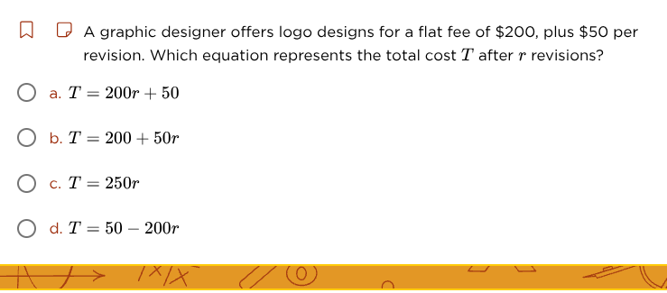 a graphic designer offers logo designs for a flat fee of $200, plus $50…