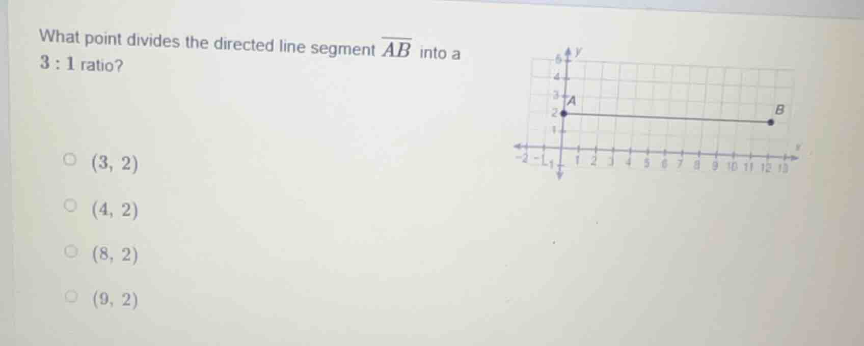 what point divides the directed line segment \\(\\overline{ab}\\) into …