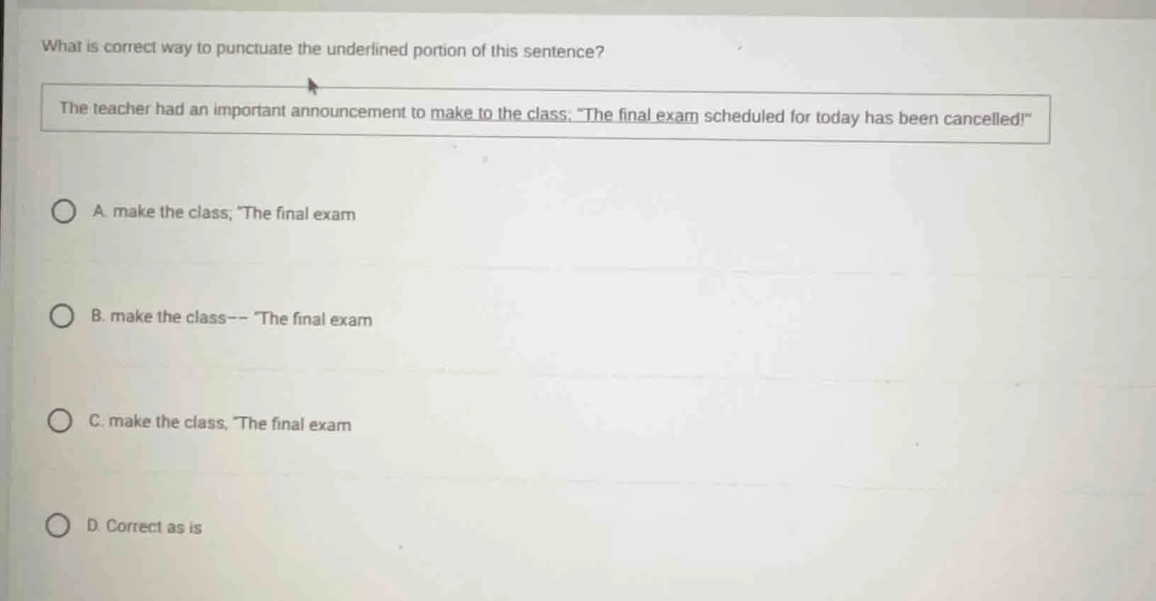 what is correct way to punctuate the underlined portion of this sentenc…