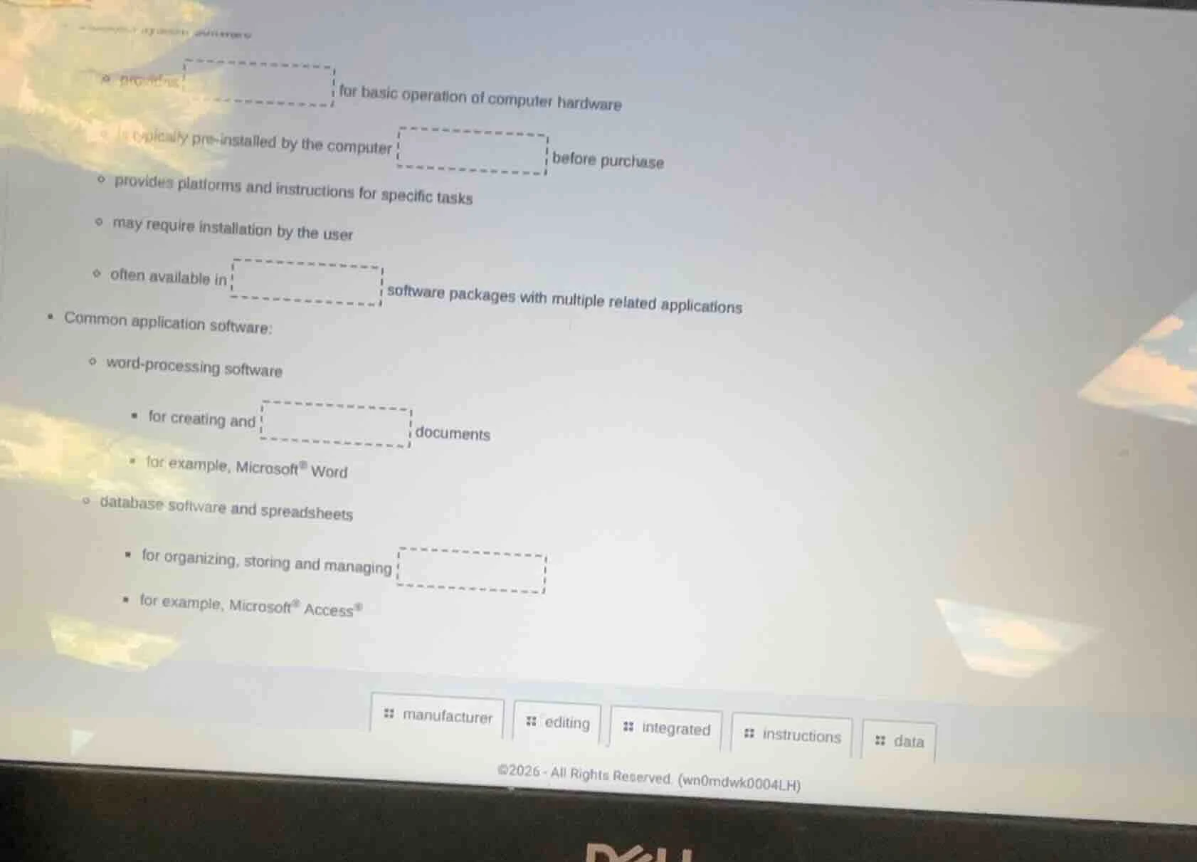 for basic operation of computer hardware is typically pre - installed b…