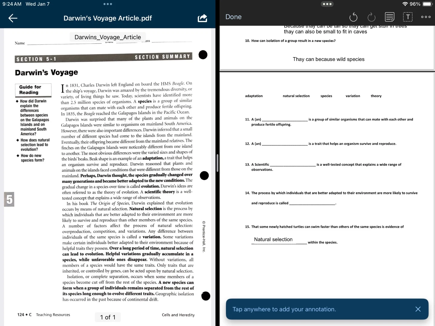 darwins voyage guide for reading - how did darwin explain the differenc…
