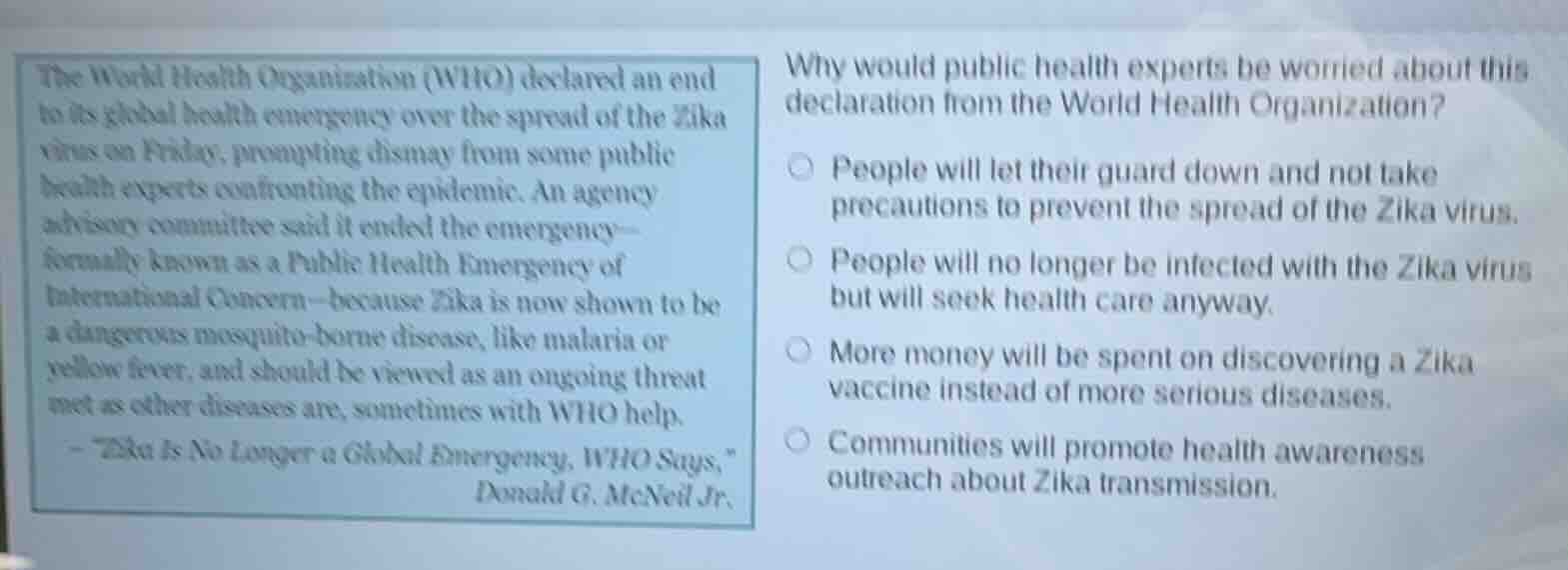 the world health organization (who) declared an end to its global healt…