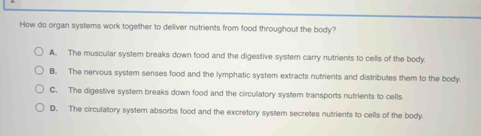 how do organ systems work together to deliver nutrients from food throu…
