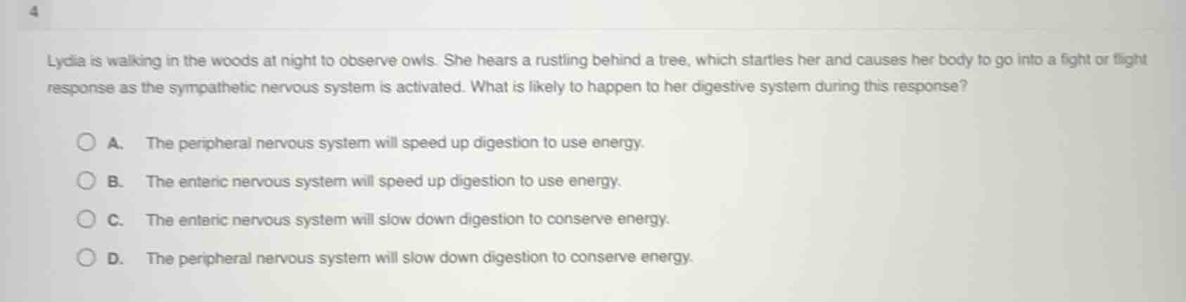 lydia is walking in the woods at night to observe owls. she hears a rus…