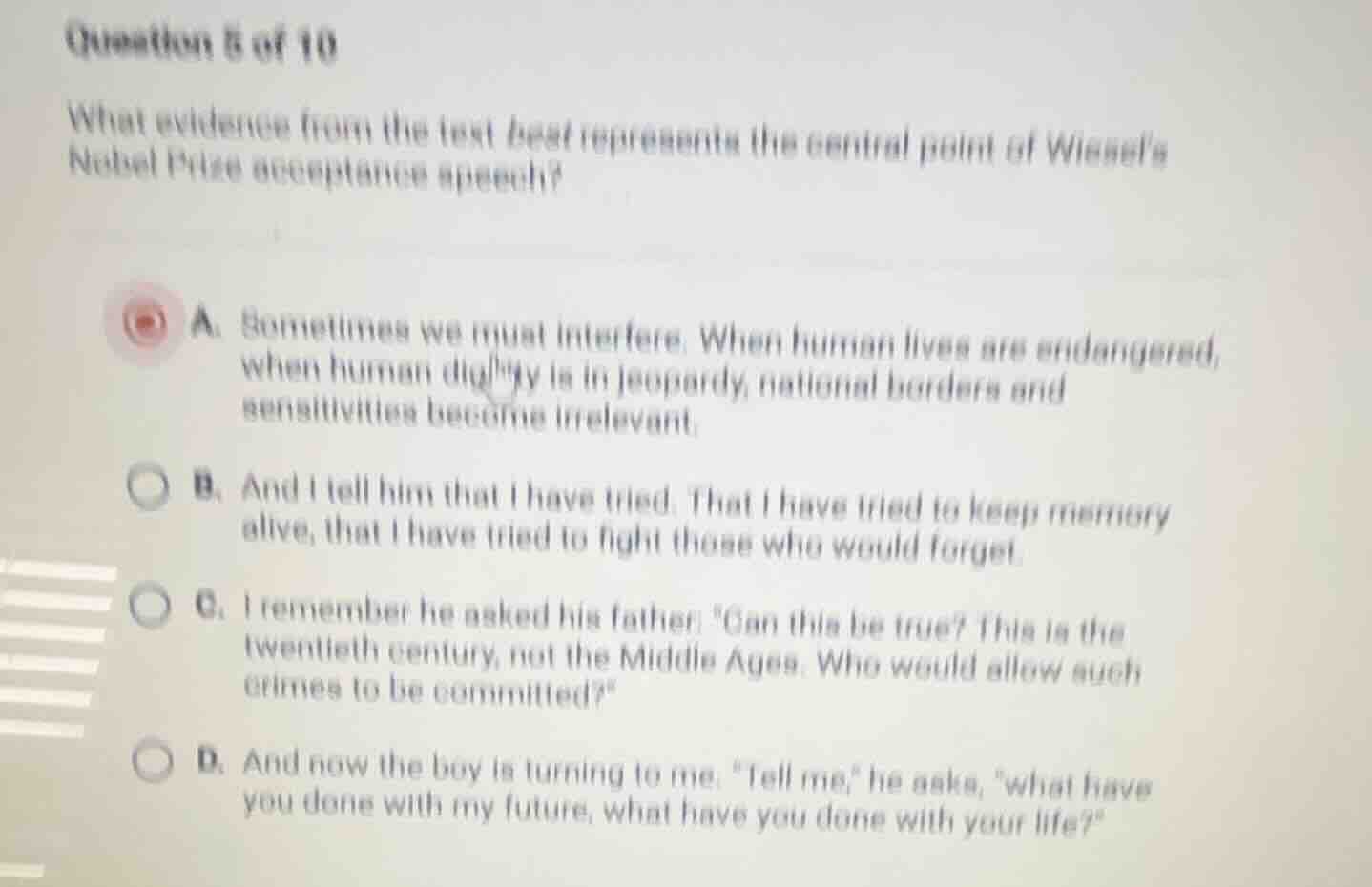 question 5 of 10 what evidence from the text best represents the centra…