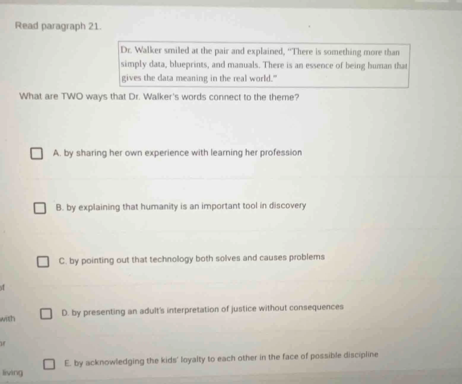 read paragraph 21. dr. walker smiled at the pair and explained, \there …