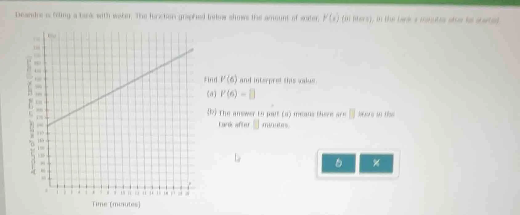 deandra is filling a tank with water. the function graphed below shows …