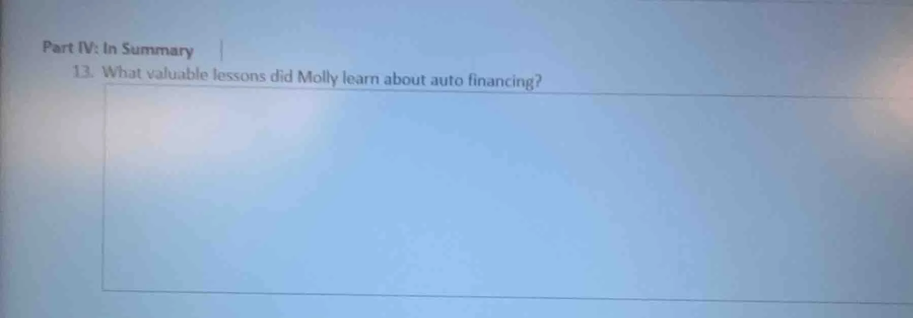 part iv: in summary 13. what valuable lessons did molly learn about aut…