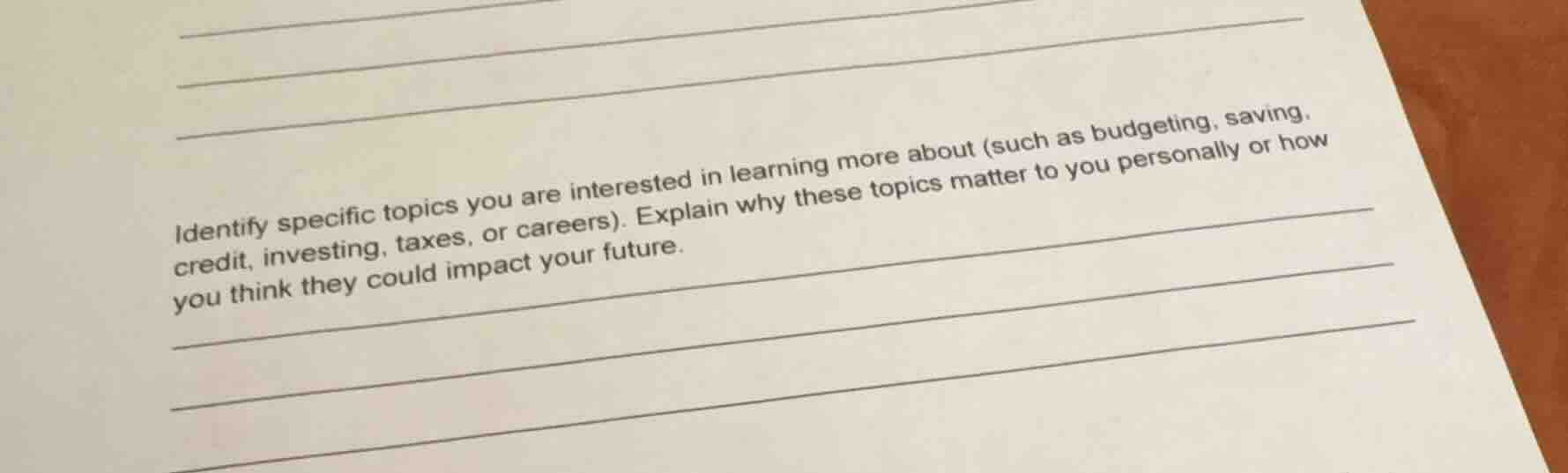 identify specific topics you are interested in learning more about (suc…