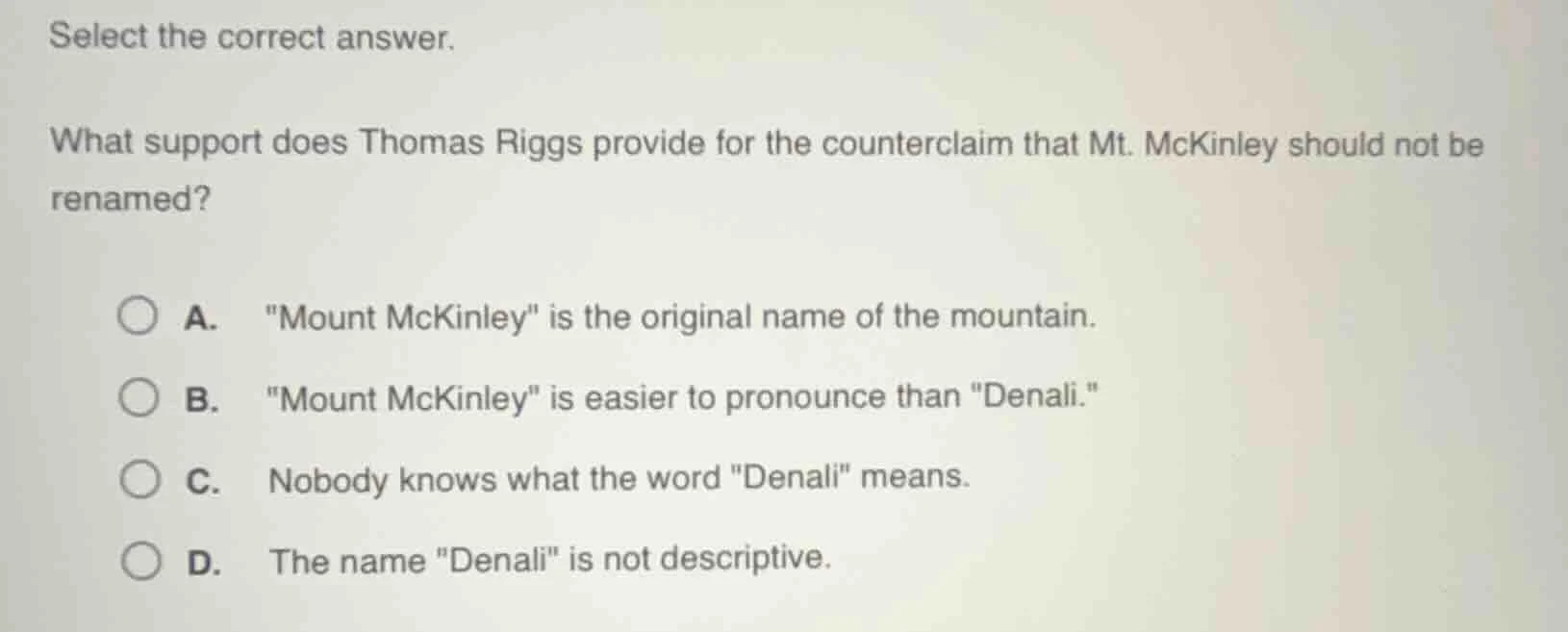 select the correct answer. what support does thomas riggs provide for t…