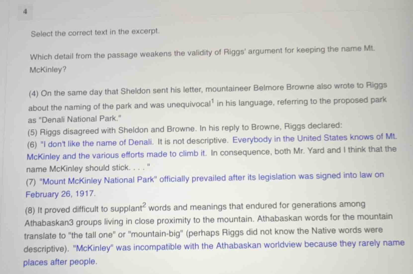 select the correct text in the excerpt. which detail from the passage w…