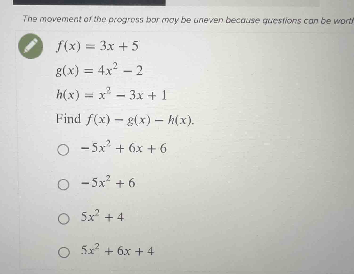 the movement of the progress bar may be uneven because questions can be…