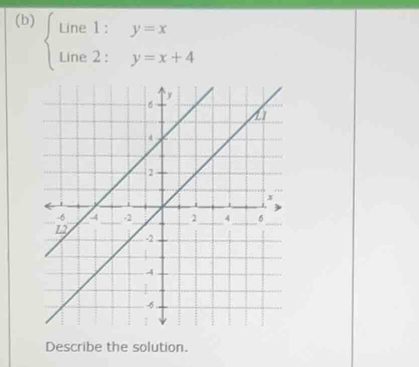(b) \\begin{cases} \\text{line 1: } \\ y = x \\\\ \\text{line 2: } \\ y…