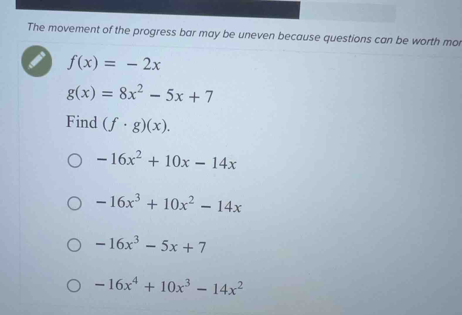 the movement of the progress bar may be uneven because questions can be…