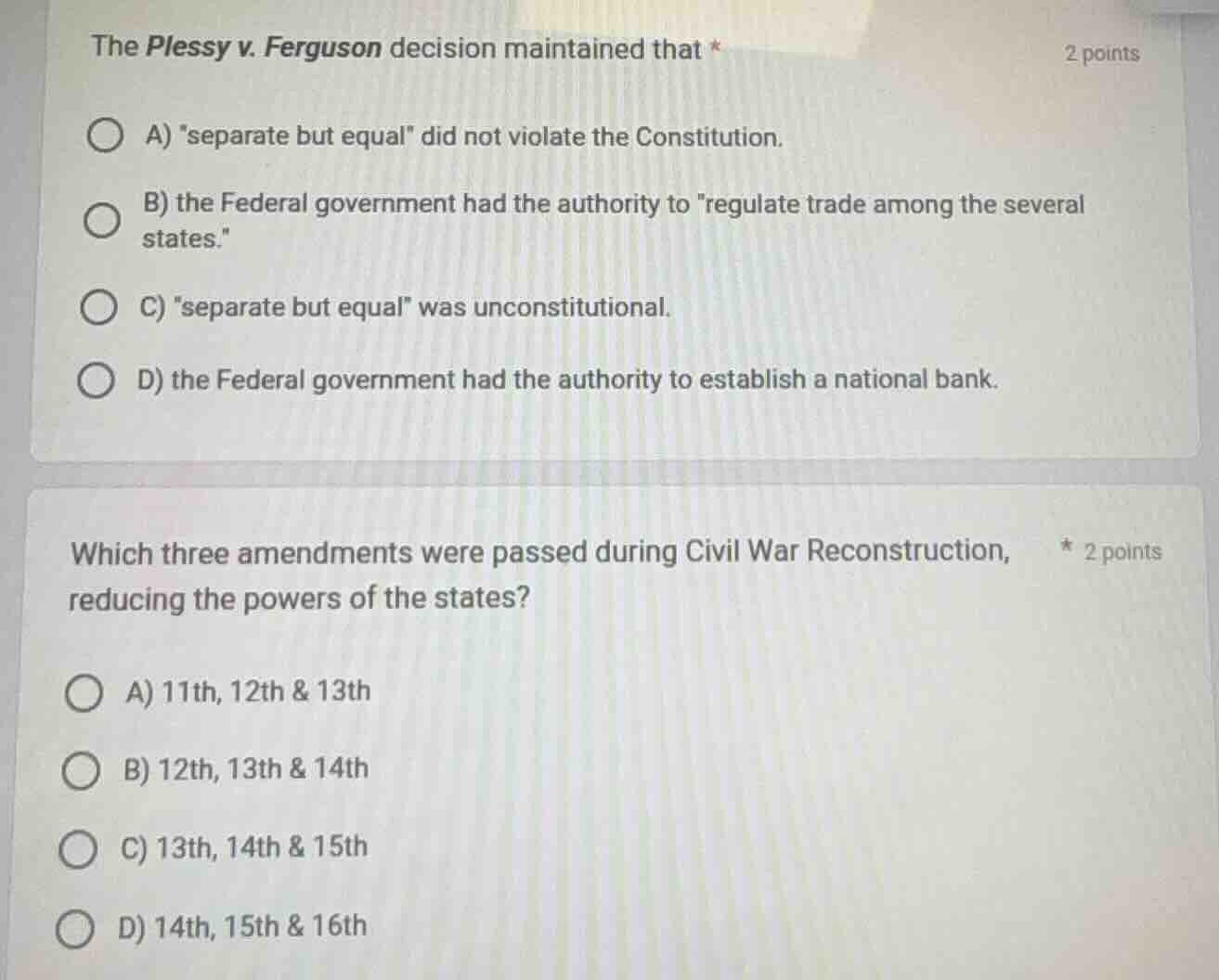 the plessy v. ferguson decision maintained that * a) \separate but equa…
