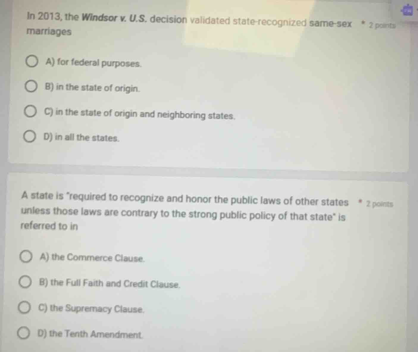 in 2013, the windsor v. u.s. decision validated state - recognized same…