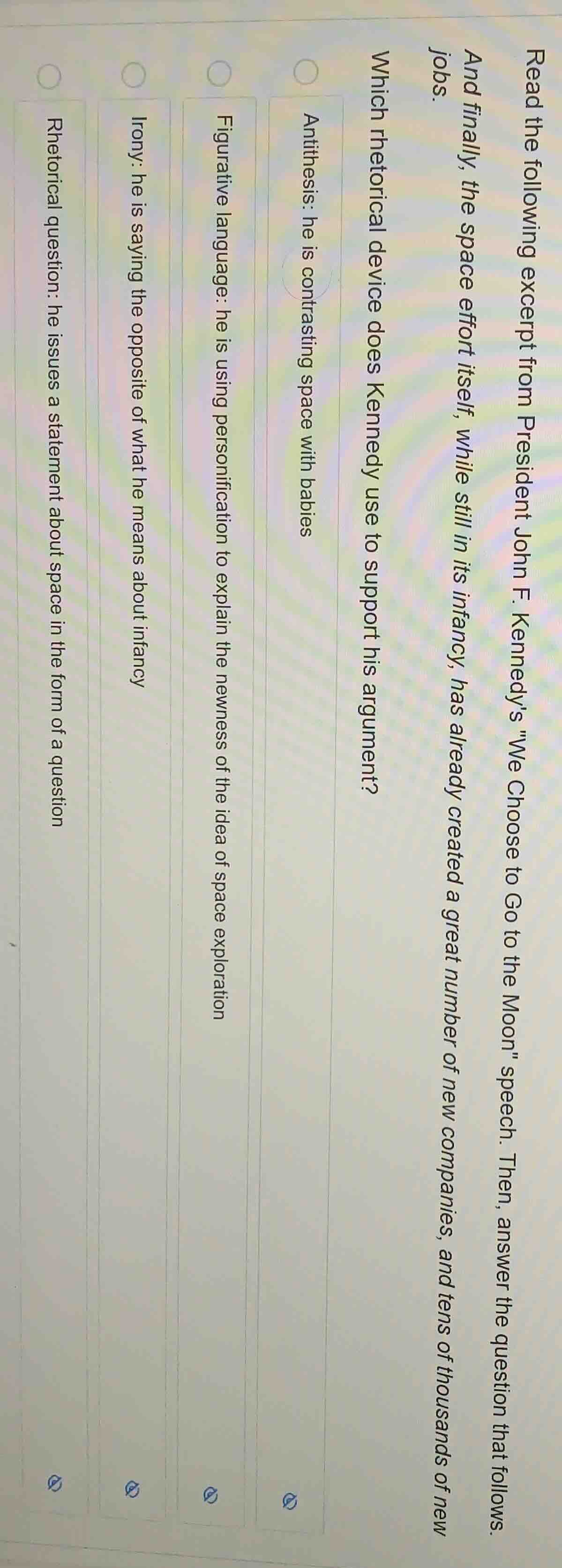 read the following excerpt from president john f. kennedys \we choose t…