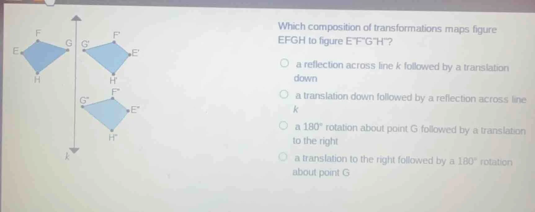 which composition of transformations maps figure efgh to figure efgh? a…