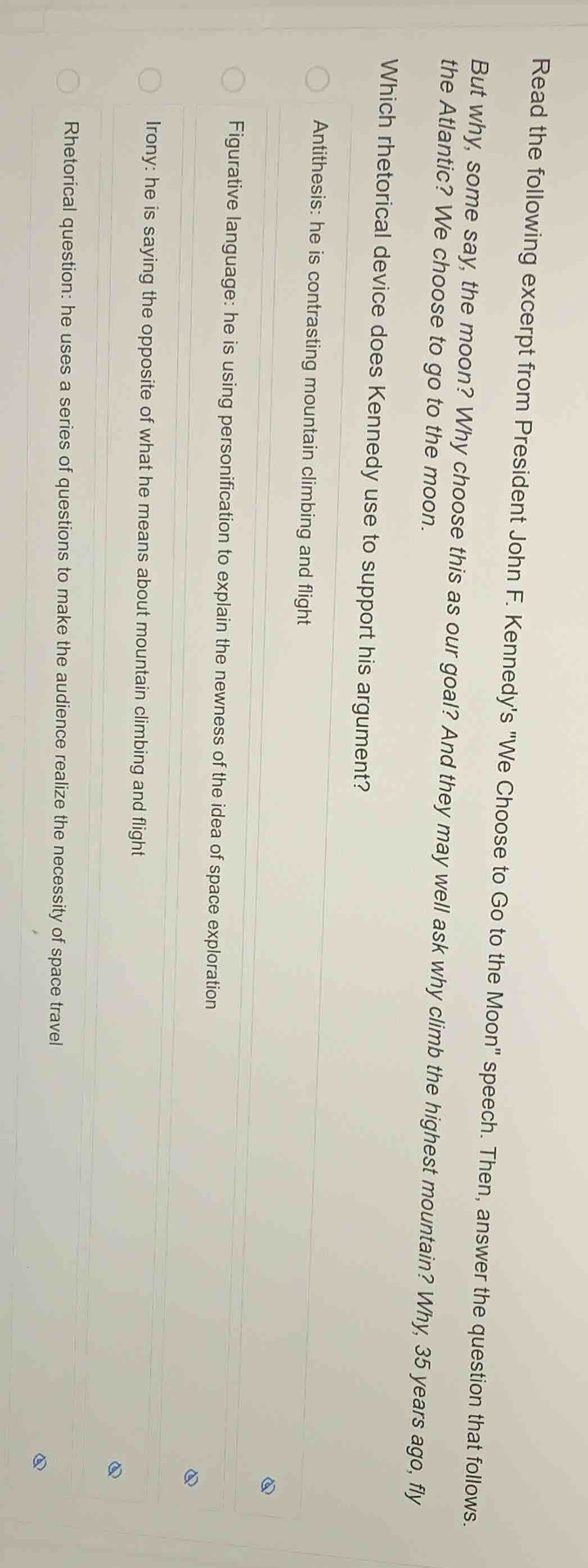 read the following excerpt from president john f. kennedys \we choose t…