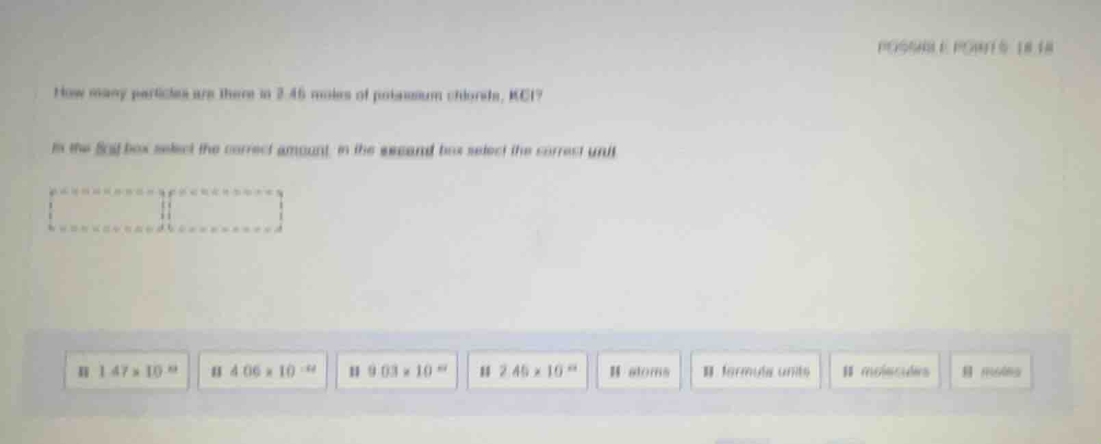 how many particles are there in 2.46 moles of potassium chlorate, kcl? …