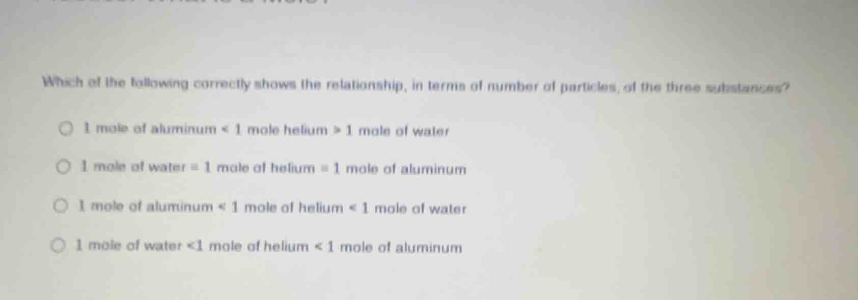 which of the following correctly shows the relationship, in terms of nu…