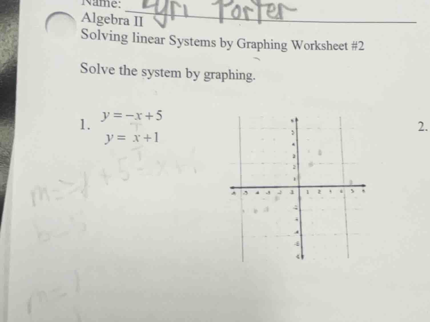 name: algebra ii solving linear systems by graphing worksheet #2 solve …