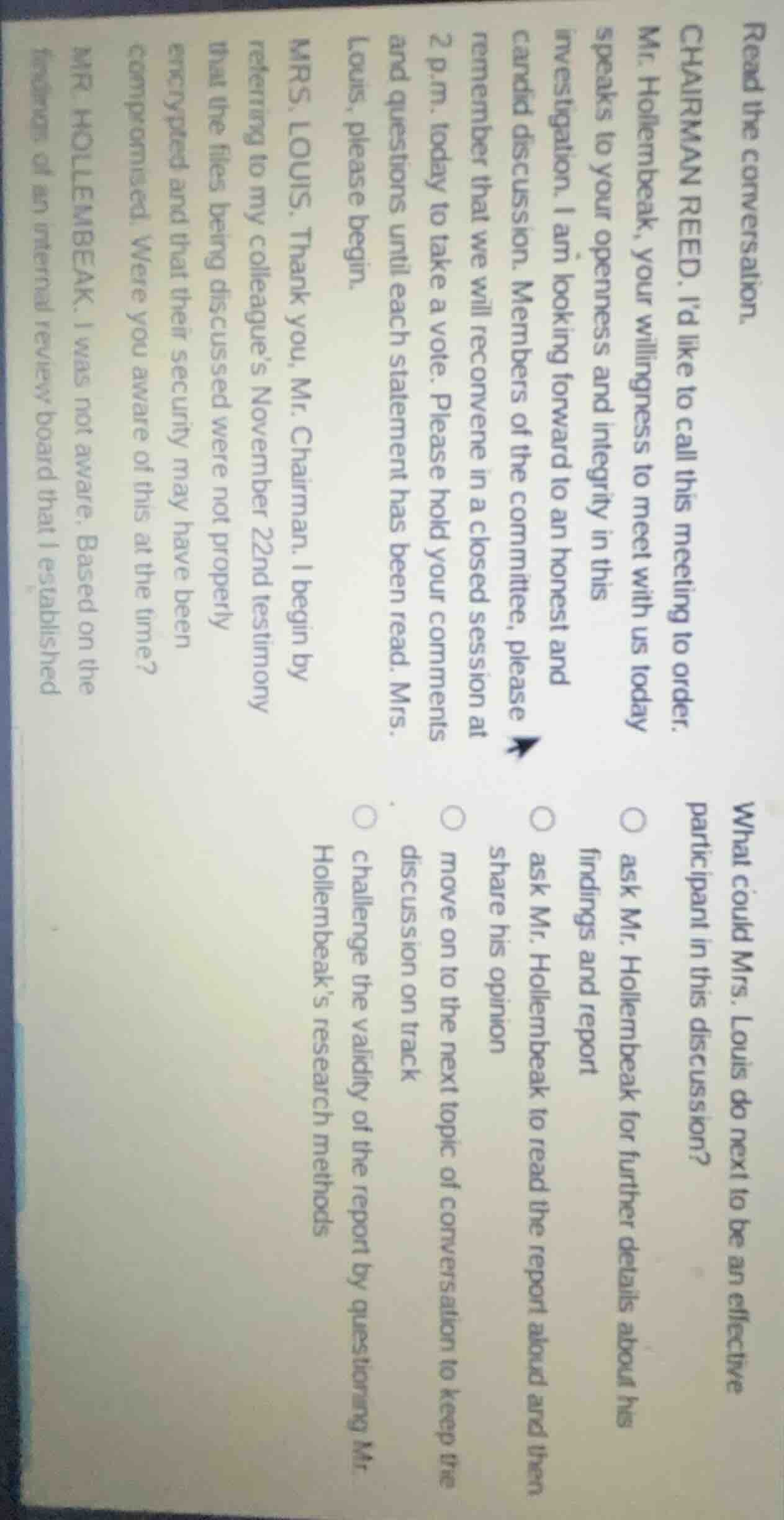 read the conversation. chairman reed. i’d like to call this meeting to …