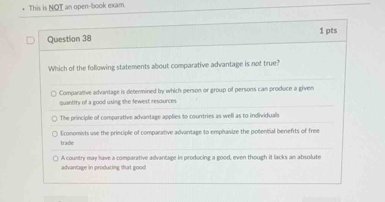 question 38 which of the following statements about comparative advanta…