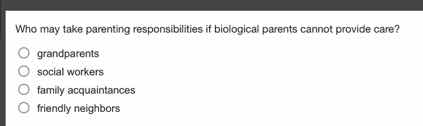 who may take parenting responsibilities if biological parents cannot pr…
