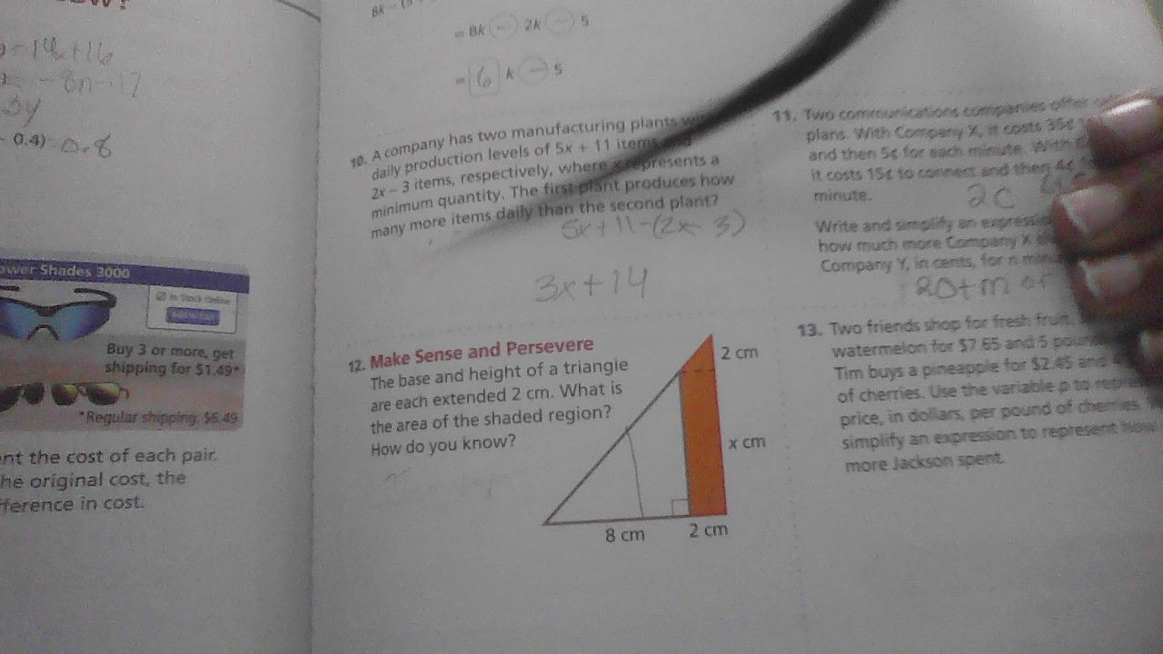 12. make sense and persevere the base and height of a triangle are each…