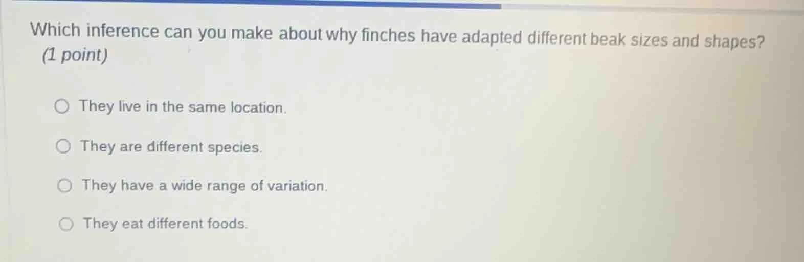 which inference can you make about why finches have adapted different b…